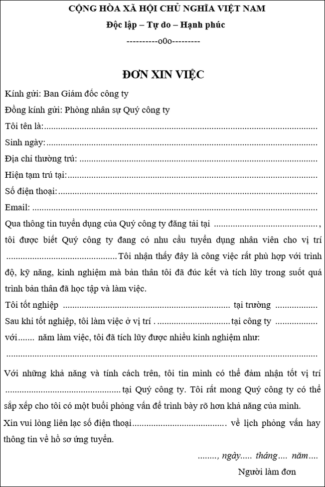 don xin viec