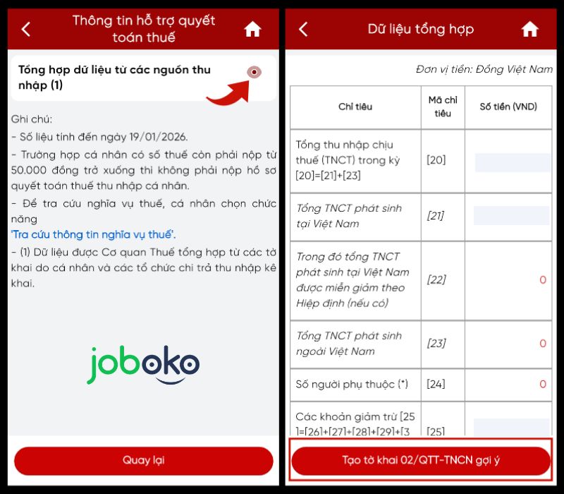 Hướng dẫn quyết toán thuế thu nhập cá nhân eTax Mobile 2026