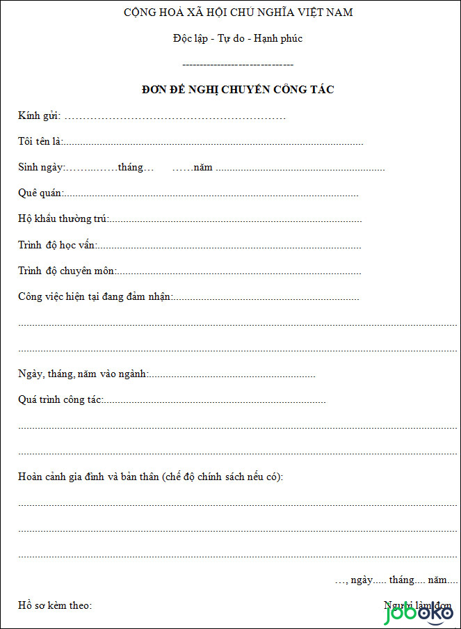 don xin chuyen cong tac 2