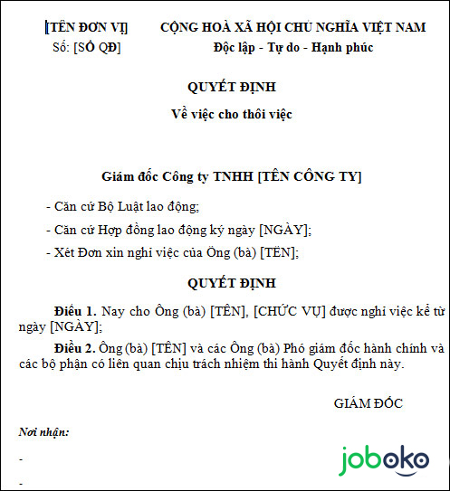 mau quyet dinh thoi viec