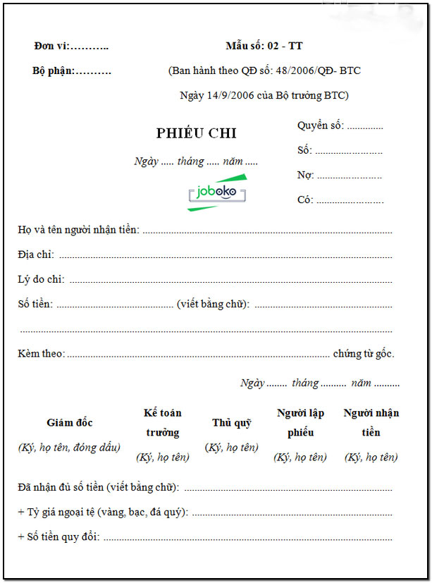 mau phieu chi 6