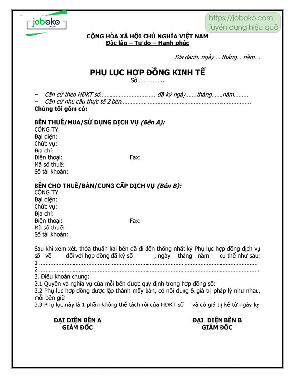 mau phu luc hop dong la gi cac mau phu luc hop dong hien nay 5