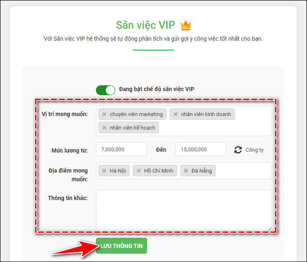 Cach bat chuc nang san viec VIP