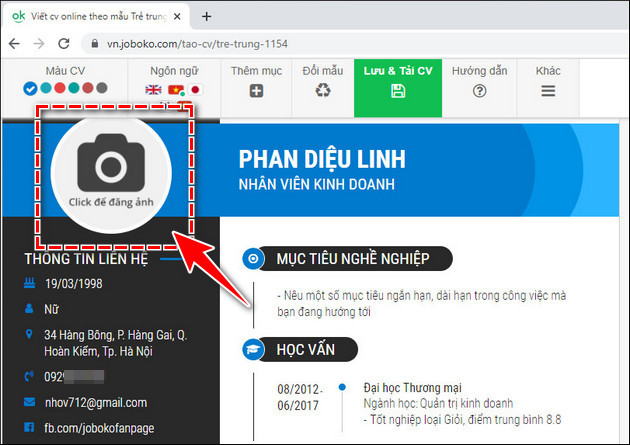 cach tao cv ung vien joboko 4