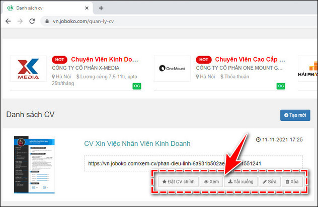 cach tao cv ung vien joboko 10