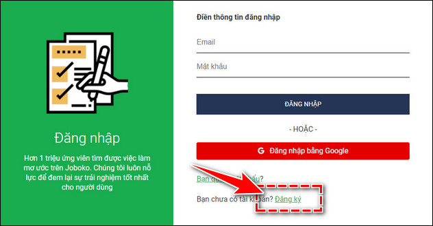 Cach tao tai khoan Ung Vien JobOKO