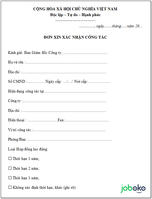 Mau giay xac nhan cong tac moi nhat co link tai mien phi